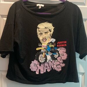 Justin Bieber crop top off the shoulder top